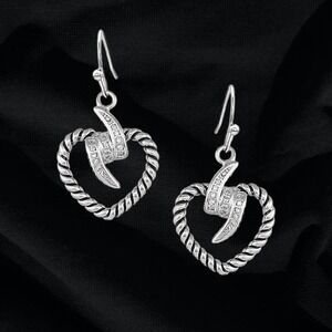 Montana Silversmiths Electric Heart Cubic Zirconia Earrings Retail $55 ~ NEW